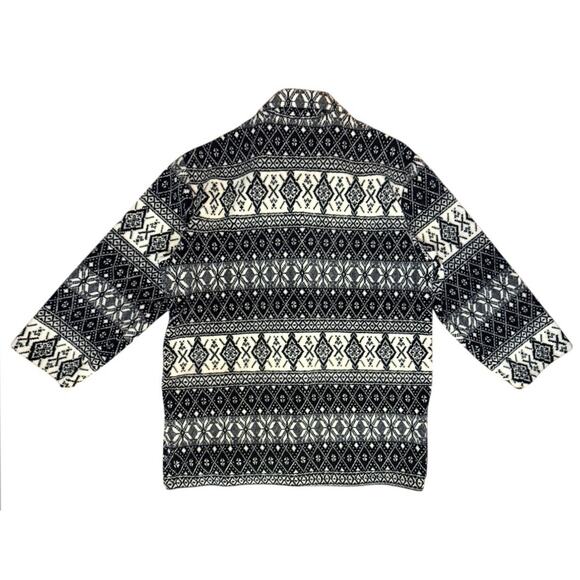 Liz Claiborne Cabincore Jacket Sherpa Fleece Shacket Aztec Black White Button M - Picture 4 of 9